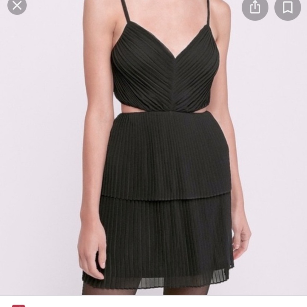 PLEATED TIERED CUT-OUT FIT AND FLARE DRESS